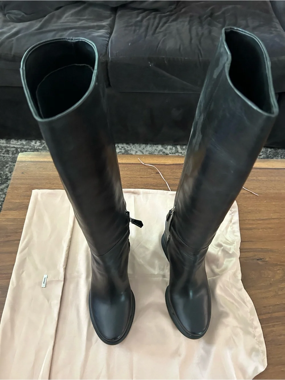 Prada Black Over-the-Knee Leather Boots